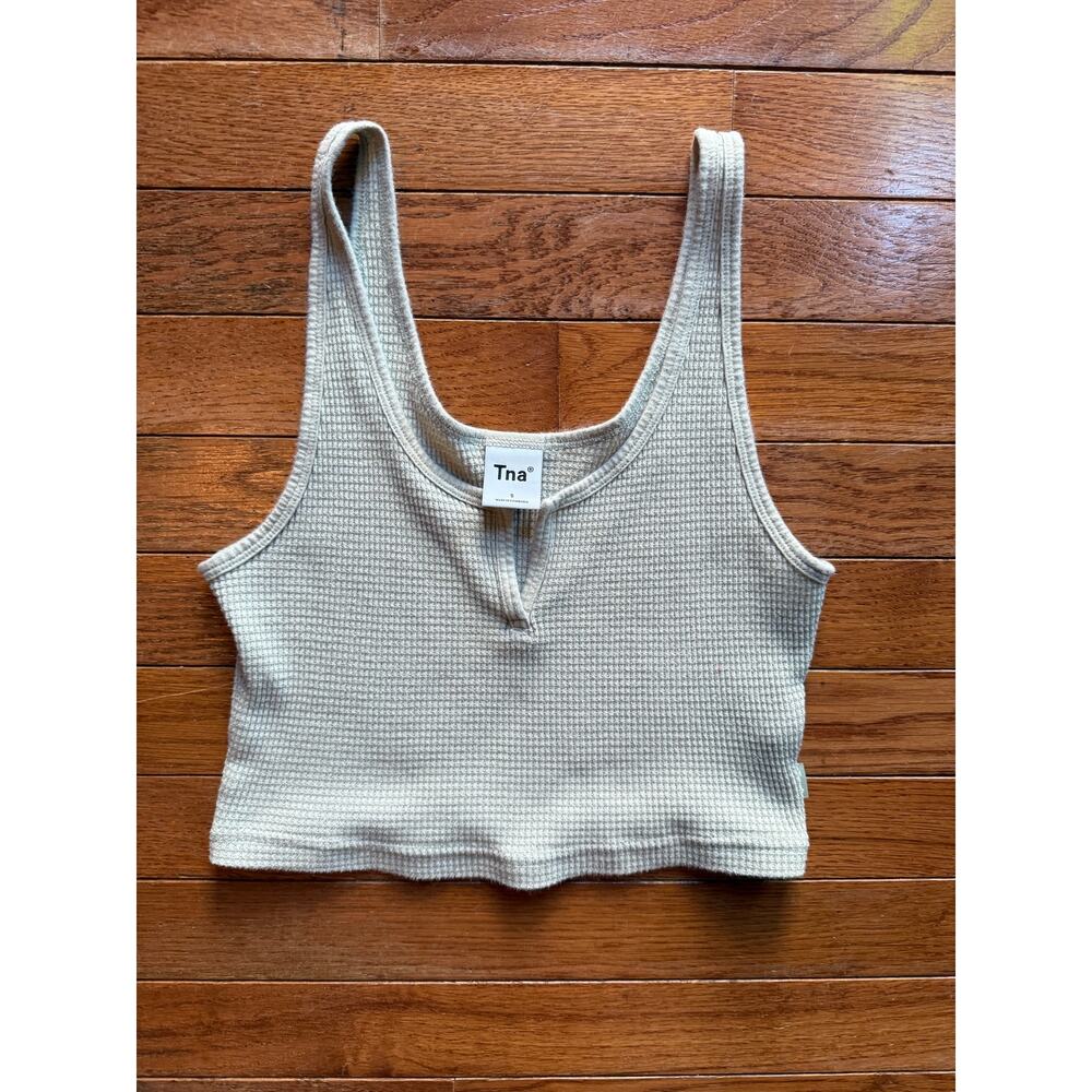 TNA off white mini crop tank Waffle ribbed size small